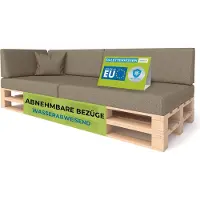 Pillows24 - Palettenkissen mit abnehmbarem Bezug - 6ER SET | Polster für Europaletten 120x80 Sofa - Wasserfest - Outdoor/Indoor | Cappuccino
