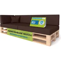 Pillows24 - Palettenkissen mit abnehmbarem Bezug - 6ER SET | Polster für Europaletten 120x80 Sofa - Wasserfest - Outdoor/Indoor | Braun