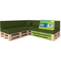 Pillows24 - Palettenkissen mit abnehmbarem Bezug - 8ER SET | Polster für Europaletten 120x80 Sofa - Wasserfest - Outdoor/Indoor | Grün