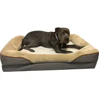 Pillows24 - Hundebett mit ergonomischer Memory-Foam-Matratze - XL(115x80cm) in Braun/Grau - Abnehmbarer Bezug mit Reißverschluss, Waschbar