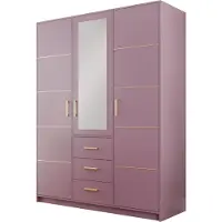 AGMAT-FURNITURE Drehtürenschrank Nancy II D3, 3 Türen Kleiderschrank mit Spiegel, Moderne Garderobe, Schrank Größe: 147 x 200 x 58 cm