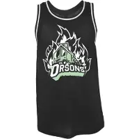 Social Discount Trikot Serie O schwarz mit mintgrünem Feuerwehr-Motiv, Schriftzug Die Orsons und großem O hinten
