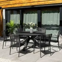 Di volio Gartenmöbel OTTANA, runder Gartentisch mit 6 stapelbaren Stühlen mit Armlehnen - Set, Essgruppe für 6 Personen, robust & wetterfest