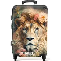 NoBoringSuitcases.com Großer Koffer - Löwenkopf umgeben von Blumen - Kombinationsschloss TSA - Hartschalen Trolley 4 Rollen - 72 liter - Reisekoffer - 66 cmKoffer Mittelgroß 67x43x25 cm, 72L,