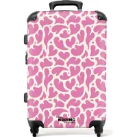 NoBoringSuitcases.com Großer Koffer - Rosa Herzen Muster - Kombinationsschloss TSA - Hartschalen Trolley 4 Rollen - 72 liter - Reisekoffer - 66 cmKoffer Mittelgroß 67x43x25 cm, 72L,