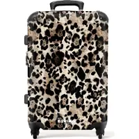 NoBoringSuitcases.com Großer Koffer - Pantherdruck - Beige - Schwarz - Kombinationsschloss TSA - Hartschalen Trolley 4 Rollen - 72 liter - Reisekoffer - 66 cmKoffer Mittelgroß 67x43x25 cm, 72L,