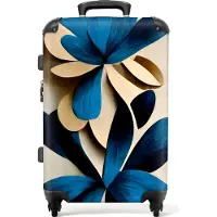 NoBoringSuitcases.com Großer Koffer - Blätter - Pflanzen - Blau - Lilie - Kombinationsschloss TSA - Hartschalen Trolley 4 Rollen - 72 liter - Reisekoffer - 66 cmKoffer Mittelgroß 67x43x25 cm, 72L,