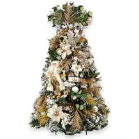 LAALU Künstlicher Weihnachtsbaum 270 cm, CHAMPAGNEGLANZ, mit 169-teiligem Weihnachtsbaumschmuck, inkl. Metallständer und Aufbewahrungsbox