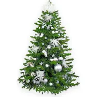 LAALU Künstlicher Weihnachtsbaum 300 cm – POLAR WEISS II, geschmückt mit 200-teiligem Weihnachtsbaumschmuck, inkl. Ständer