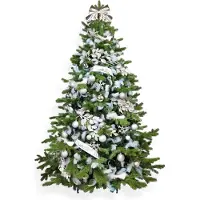 LAALU Künstlicher Weihnachtsbaum 270 cm, HIMMELSSILBER, mit 131-teiligem Weihnachtsbaumschmuck, inkl. Metallständer und Aufbewahrungsbox