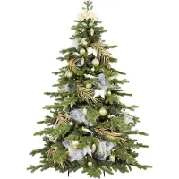 LAALU Künstlicher Weihnachtsbaum 180 cm, SAMTELEGANZ II, mit 132-teiligem Weihnachtsbaumschmuck, inkl. Metallständer und Aufbewahrungsbox