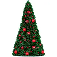 LAALU Künstlicher Weihnachtsbaum 500 cm, BASIC RED, mit 74-teiligem Weihnachtsbaumschmuck, inkl. Metallständer und Aufbewahrungsbox