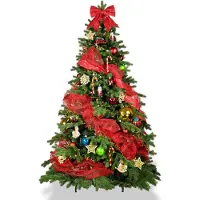 LAALU Künstlicher Weihnachtsbaum 270 cm, WEIHNACHTSSYMBOL, mit 152-teiligem Weihnachtsbaumschmuck, inkl. Metallständer und Aufbewahrungsbox