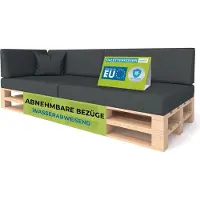Pillows24 - Palettenkissen mit abnehmbarem Bezug - 6ER SET | Polster für Europaletten 120x80 Sofa - Wasserfest - Outdoor/Indoor | Graphit
