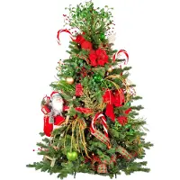 LAALU Künstlicher Weihnachtsbaum 240 cm, SANTA CLAUS, mit 124-teiligem Weihnachtsbaumschmuck, inkl. Metallständer und Aufbewahrungsbox