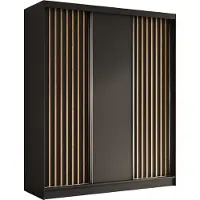 AGMAT-FURNITURE AGMAT Schwebetürenschrank Nevada, Kleiderschrank mit 3 Türen und 2 Schubladen, Moderne Garderobe in Farbe: Schwarz, Schrank in Größe: 180 x 216 x 61 cm
