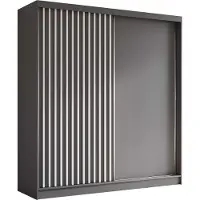AGMAT-FURNITURE AGMAT Schwebetürenschrank Nevada, Kleiderschrank mit 2 Türen, Moderne Garderobe in Farbe: Graphit, Schrank in Größe: 200 x 216 x 61 cm