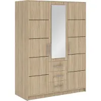 AGMAT-FURNITURE Drehtürenschrank Nancy D3, 3 Türen Kleiderschrank mit Spiegel, Moderne Garderobe, Schrank Größe: 147 x 200 x 58 cm
