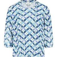 Cartoon Klassische Bluse "Blusenshirt mit Schnürung", Damen, Gr. 46, bunt (blau, grün), Obermaterial: 100% Viskose CV., Blusen Klassische Bluse