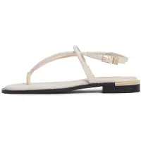 Tommy Hilfiger Leather TH Monogram Gold-Tone Heel Sandals, Sandalen, Weiblich, Erwachsener, Beige, Classic beige, Schnallenverschluss
