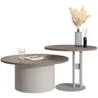 Mirjan 24 Couchtisch Monar, Wohnzimmer Kaffeetisch, Basis aus Stahl (Farbe: Cashmere / Cremona Cannolo)