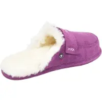 Vanuba Abby Lammfell Pantoletten Damen Schuhe - Badelatschen Damen Hausschuhe - Leder Wolle Pantoffeln Damen - Bequeme Schuhe Damen Lammfell-Hausschuhe - 41 EU Violett/Weiss