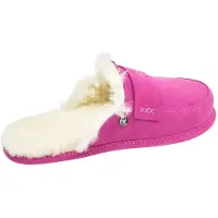 Vanuba Abby Lammfell Pantoletten Damen Schuhe - Badelatschen Damen Hausschuhe - Leder Wolle Pantoffeln Damen - Bequeme Schuhe Damen Lammfell-Hausschuhe - 39 EU Rosa/Weiss