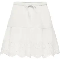 Kids Only Volantrock "KOGBONDI LIFE EMB SKIRT WVN", Mädchen, Gr. 128, weiß (cloud dancer), Web, Obermaterial: 100% Baumwolle, unifarben, kniefrei, Röcke Volantrock, mit Spitzenkante