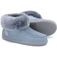 Vanuba Peppin Lammfell Hausschuhe Damen Schuhe - Badelatschen Damen Hausschuhe - Leder Wolle Pantoffeln Damen - Bequeme Schuhe Damen Lammfell-Hausschuhe - 36 EU Leder Grau Grau