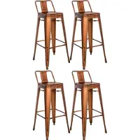 CLP Barhocker 4er Set mit Lehne im Industrial-Look Mason, mit Rückenlehne und Fußablage, Barstuhl mit Rückenlehne und Bodenschoner, Farbe: kupfer