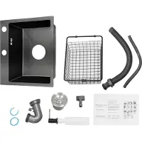 OEM Küchenspüle, Edelstahl, großes Fassungsvermögen Design, schwarz