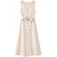 Mazine - Women's Sleeveless Linen Maxi Dress - Kleid Gr M beige
