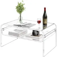 Vevor Couchtisch Beistelltisch 2-stufiger Sofatisch mit Ablagefläche