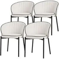 ML-Design Esszimmerstühle 4er Set Beige Küchenstühle mit Stoffbezug Metallbeinen Wohnzimmerstuhl mit Rückenlehne Polsterstühle für Esszimmer & Küche