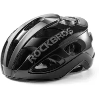 RockBros Fahrradhelm Erwachsene Rennradhelm Leichter Sport-Helm Verstellbar 58-62CM Cityhelm für Damen Herren für MTB Rennrad Schwarz glänzend