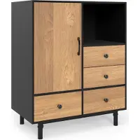 KOMFOTTEU Buffetschrank mit 1 Schrank, 1 Fach & 4 Schubladen, Sideboard mit Metallbeinen, Kommode für Wohnzimmer, Esszimmer, Flur, Küchenschrank 80 x 45,5 x 97,5 cm (Schwarz)