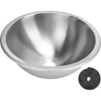 Gistuch 12 Zoll Camper Round Waschbecken 304 Edelstahl Küchenbad Handwaschbecken mit 40 mm Abwasserauslass für Boot Caravan RV