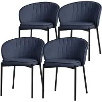 ML-Design Esszimmerstühle 4er Set Dunkelblau Küchenstühle mit Stoffbezug Metallbeinen Wohnzimmerstuhl Rückenlehne Polsterstühle für Esszimmer & Küche
