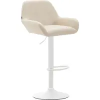 BellaFurn Barhocker Kunstleder - Hocker - 360° drehbarer Sitz, höhenverstellbar | Farbe: Creme | Grundfarbe: weiß