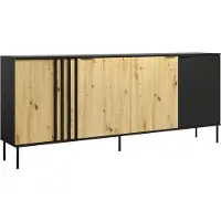 Kondela Viertürige Kommode Rimina 4D - Schwarz Onyx / Eiche Artisan