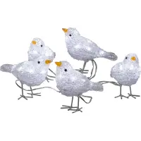Konstsmide - LED Acryl Vögel, 5er-Set, 40 kalt weiße Dioden, 24V Außentrafo, transparentes Kabel ; 6144-203