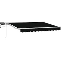 vidaXL Manueller Markisenrahmen mit LEDs Schwarz und Weiß 3 x 2,5 m