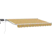 vidaXL Manueller Markisenrahmen mit LEDs Gelb, Grau und Weiß 2,5 x 2 m