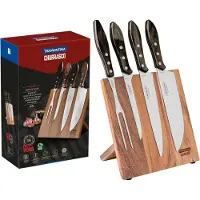 Tramontina Pakkaholz Set BBQ mit Magnetblock 5-teilig 21198/981 Braun