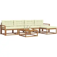 vidaXL Outdoor-Sofagarnitur 6 stk. Natur und Creme
