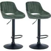 BellaFurn 2-teiliges Set Samt-Barhocker – Samt – höhenverstellbar, 360 Grad drehbar | Farbe: Grün | Material Chassis: Metall mattschwarz