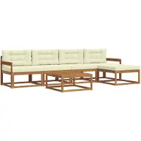 vidaXL Outdoor-Sofagarnitur 6 stk. Natur und Creme