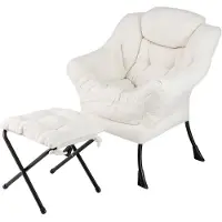 Costway Sessel PP-Baumwolle - Max 150KG - Inkl. Fußstütze - 80 x 74 x 97 cm - Weiß