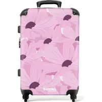 NoBoringSuitcases.com Hartschalen Koffer Mittelgroß 67x43x25 cm, 72L, Insekten- und Pflanzendrucke für Frauen: Lila mit lila Blumen, Reisekoffer mit 4 Rollen