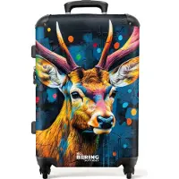 NoBoringSuitcases.com Großer Koffer - Hirsch mit Geweih im Graffiti-Stil - Kombinationsschloss TSA - Hartschalen Trolley 4 Rollen - 72 liter - Reisekoffer - 66 cmKoffer Mittelgroß 67x43x25 cm, 72L,